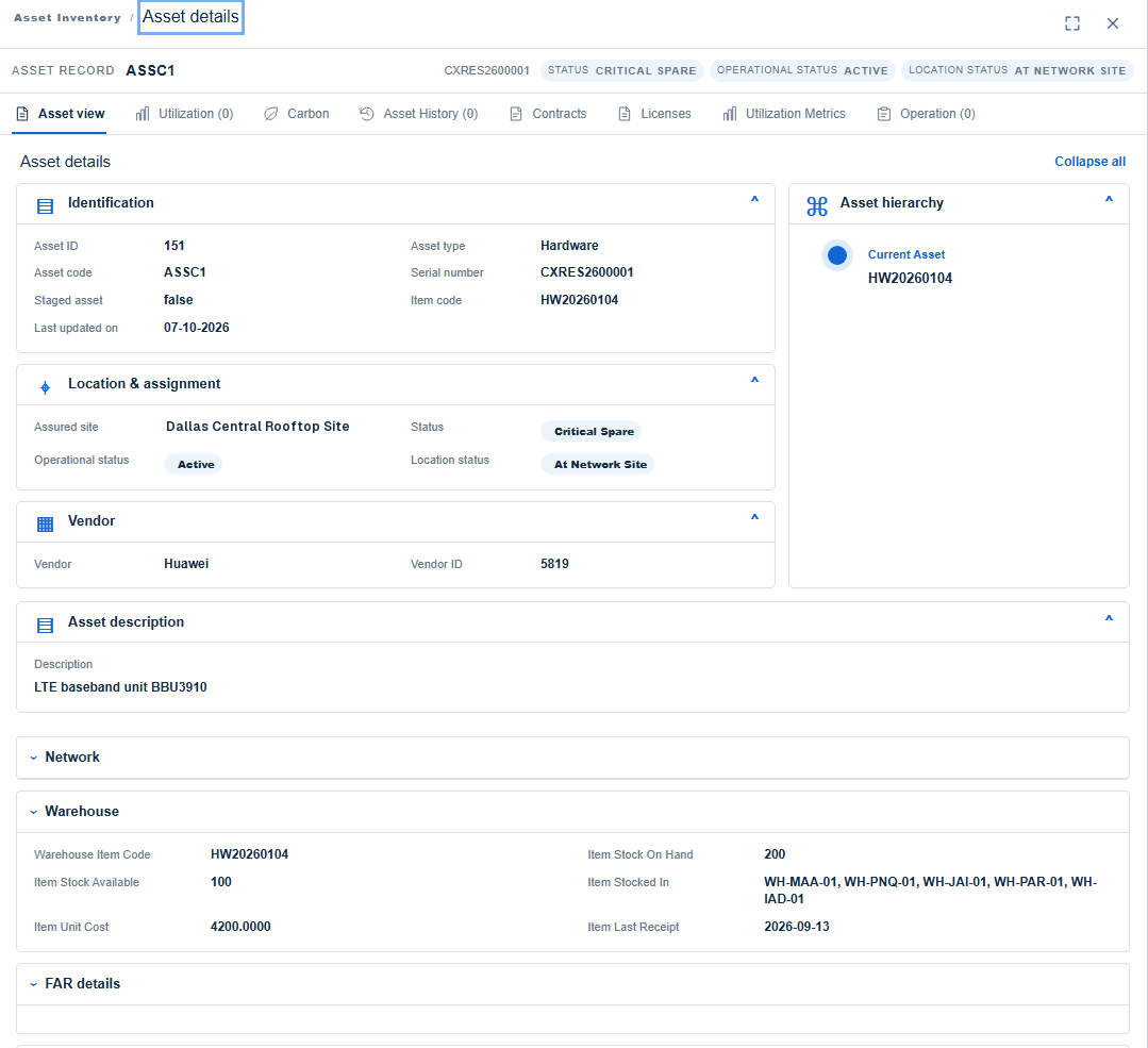 assetziq screen: One inventory for every asset and site.